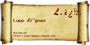 Lupp Ágnes névjegykártya